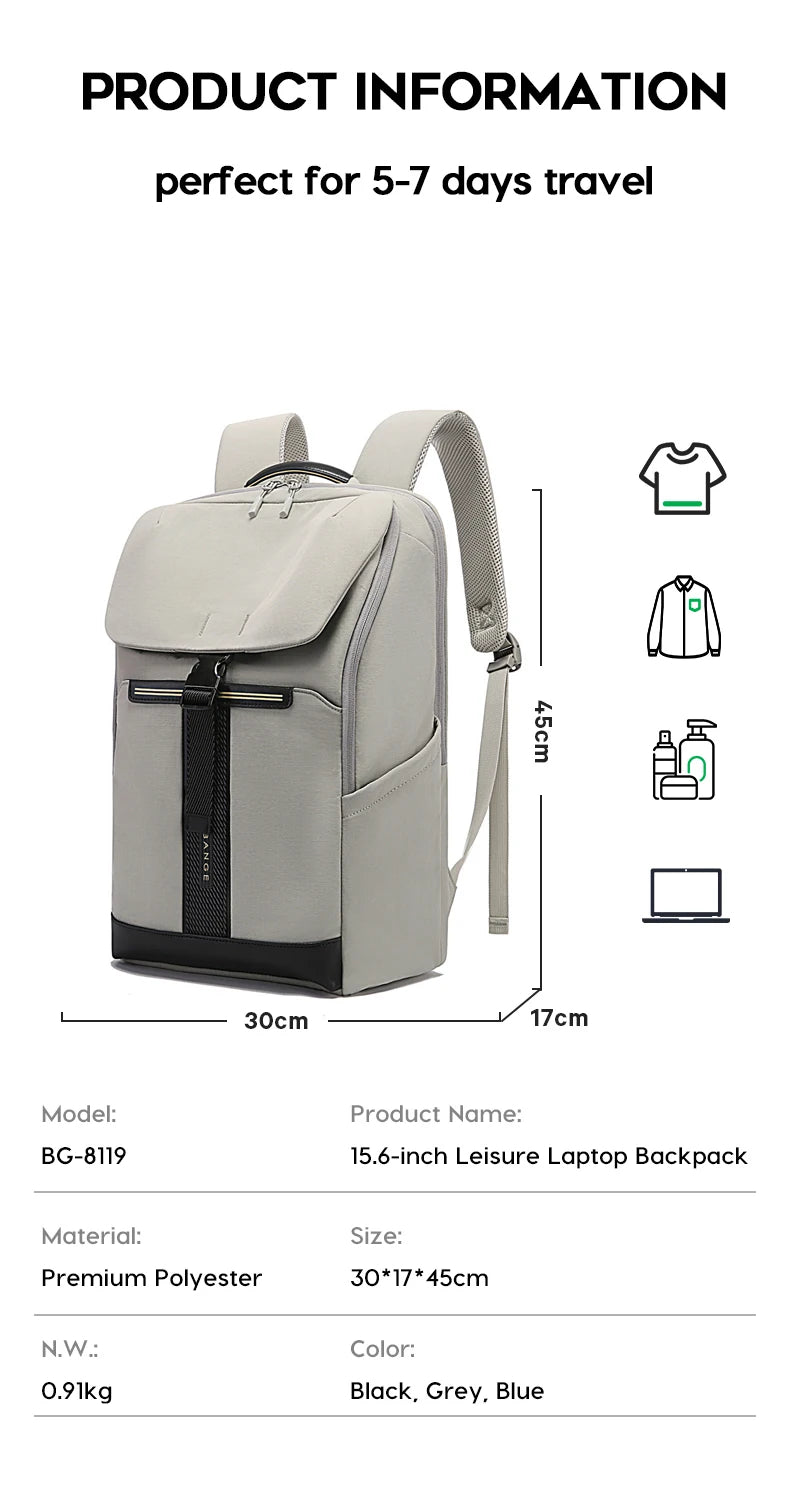 BANGE 8119 Grey Hot Sell New Arrival Wholesale Soft Lightweight Waterproof Men Casual Laptop Backpack