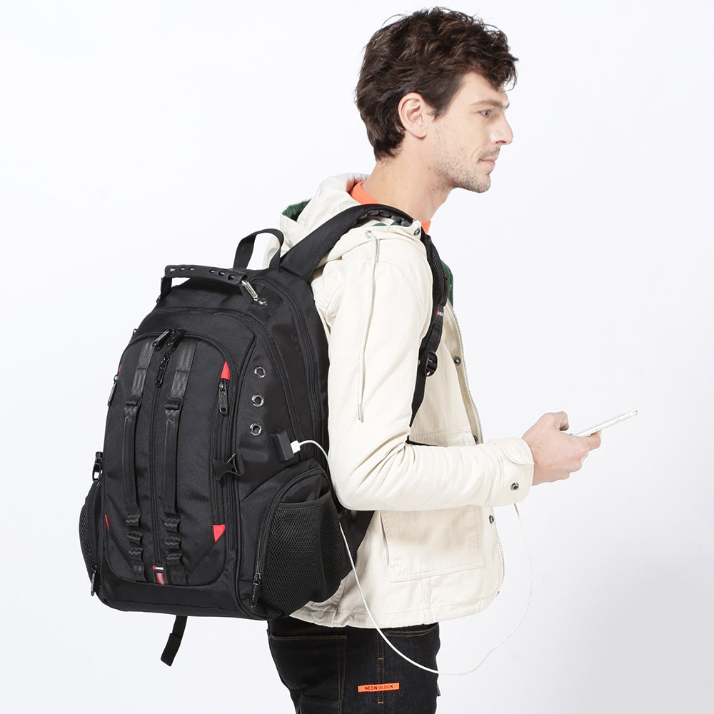 Bange 1901 Oxford Waterproof Unisex Travel Laptop 40L Backpack with USB Charging Black