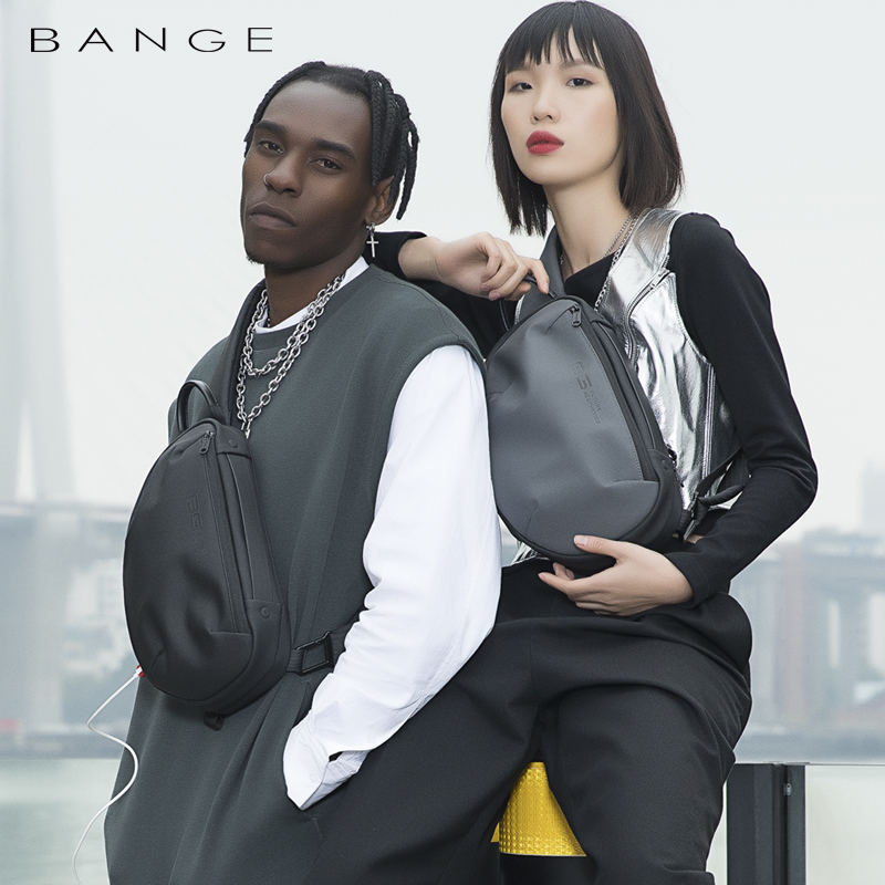 Bange Multifunctional Waterproof Sling with USB Charging chest anti theft bag BG 7306 Black