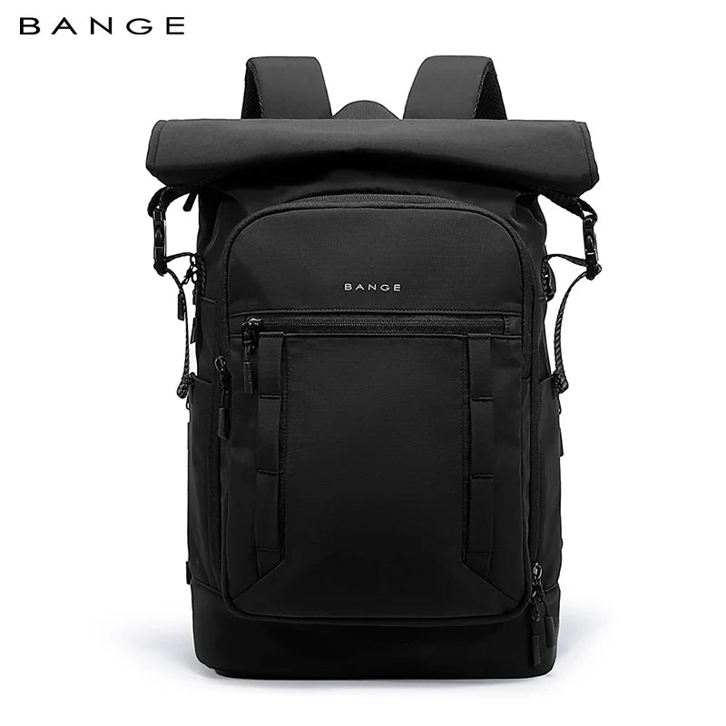 BANGE 8109 Black New Waterproof Expandable Roll-top Travel Backpack Wholesale Lightweight Ergonomic School Bag Unisex