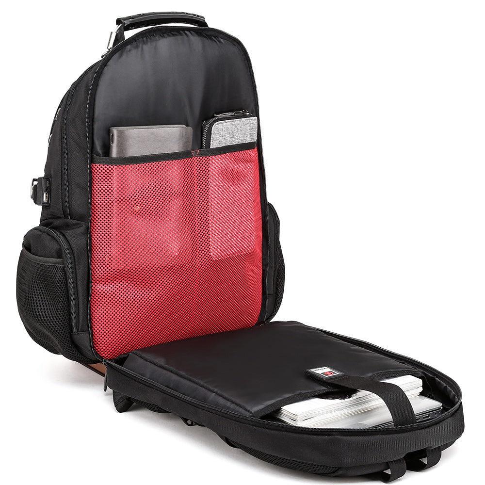 Bange 1901 Oxford Waterproof Unisex Travel Laptop 40L Backpack with USB Charging Black