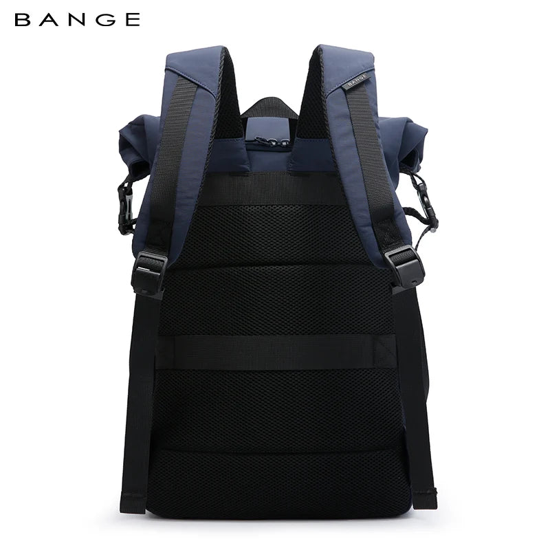 BANGE 8109 Blue New Waterproof Expandable Roll-top Travel Backpack Wholesale Lightweight Ergonomic School Bag Unisex