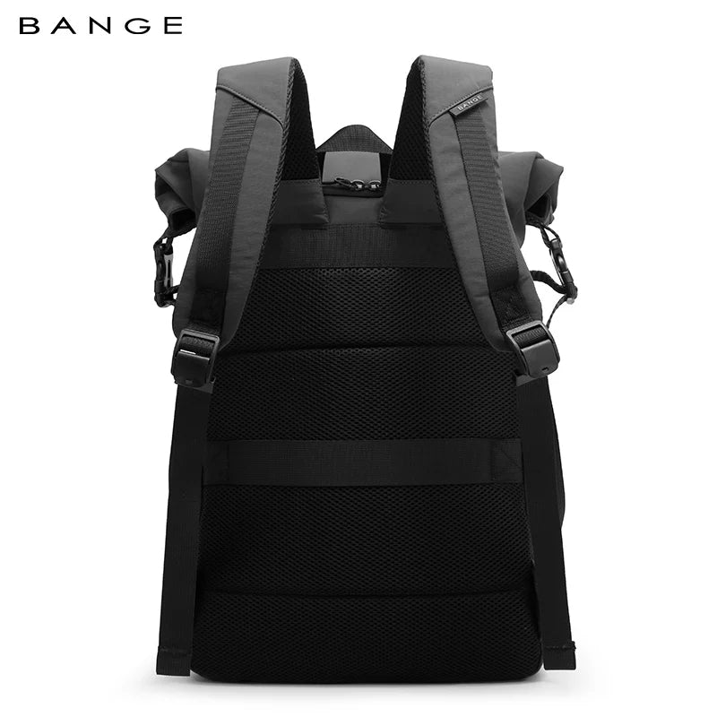 BANGE 8109 Black New Waterproof Expandable Roll-top Travel Backpack Wholesale Lightweight Ergonomic School Bag Unisex