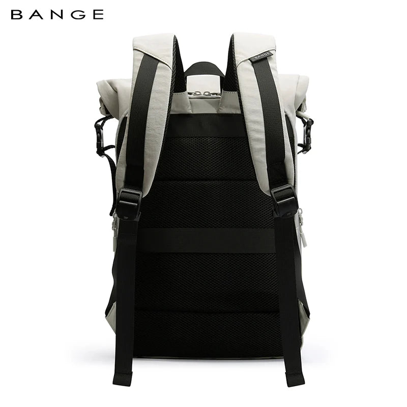 BANGE 8109 Grey New Waterproof Expandable Roll-top Travel Backpack Wholesale Lightweight Ergonomic School Bag Unisex