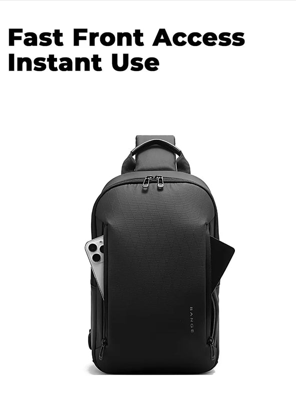 BANGE 3077 Black Hot Selling Wholesale Lightweight Everyday Sling Chest Bag Waterproof Minimalist Ergonomic Crossbody Bag for Men