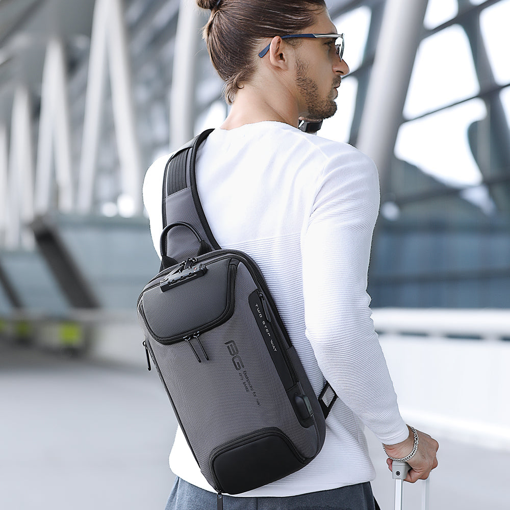 Fashion 7082 Grey Waterproof Chest Bag Large Capacity BANGE New Oxford