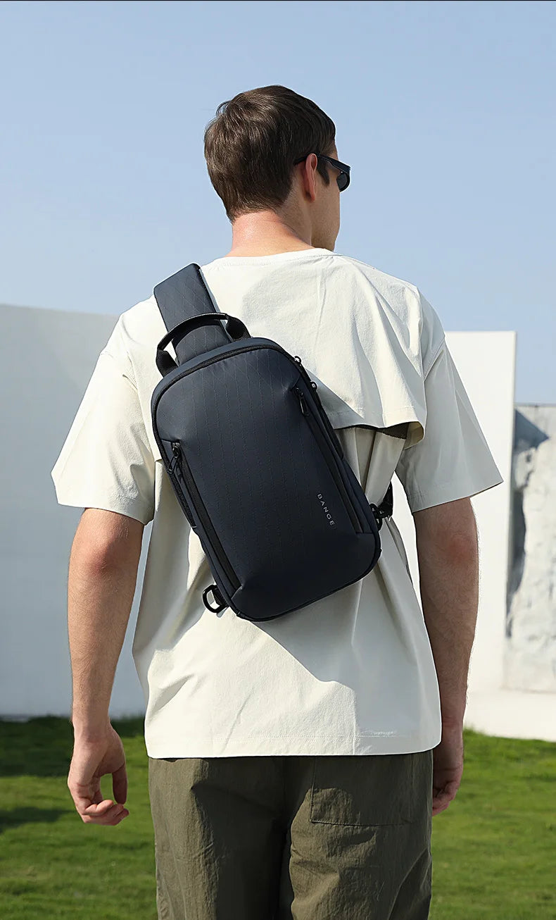 BANGE 3077 Blue Hot Selling Wholesale Lightweight Everyday Sling Chest Bag Waterproof Minimalist Ergonomic Crossbody Bag for Men