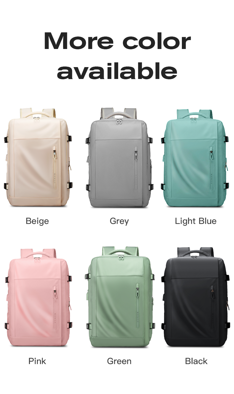 Bange 1801 polyester unisex travel backpacks laptop waterproof Black