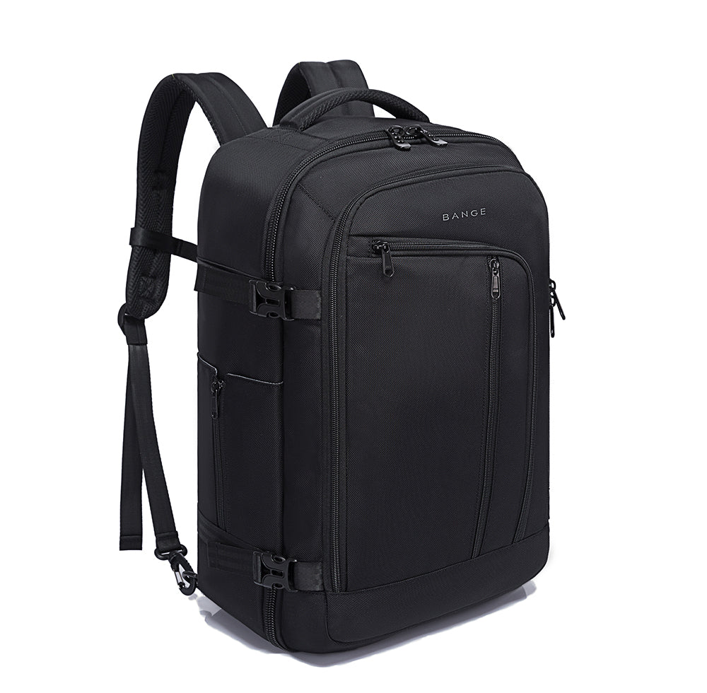 Bange 1916 polyester backpack waterproof travel laptop with 3 packing cubes Black