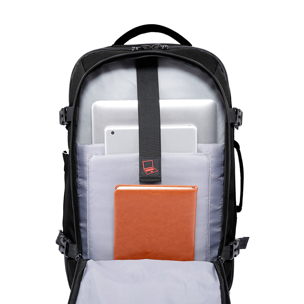 Bange 1916 polyester backpack waterproof travel laptop with 3 packing cubes Black
