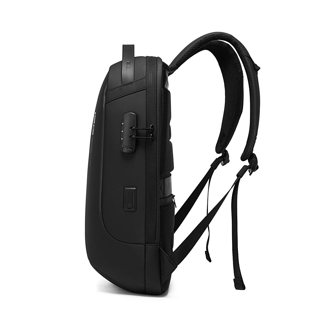 BANGE 7225 Waterproof Unisex Travel Laptop Backpack with USB Charging Black 15.6 inch Black