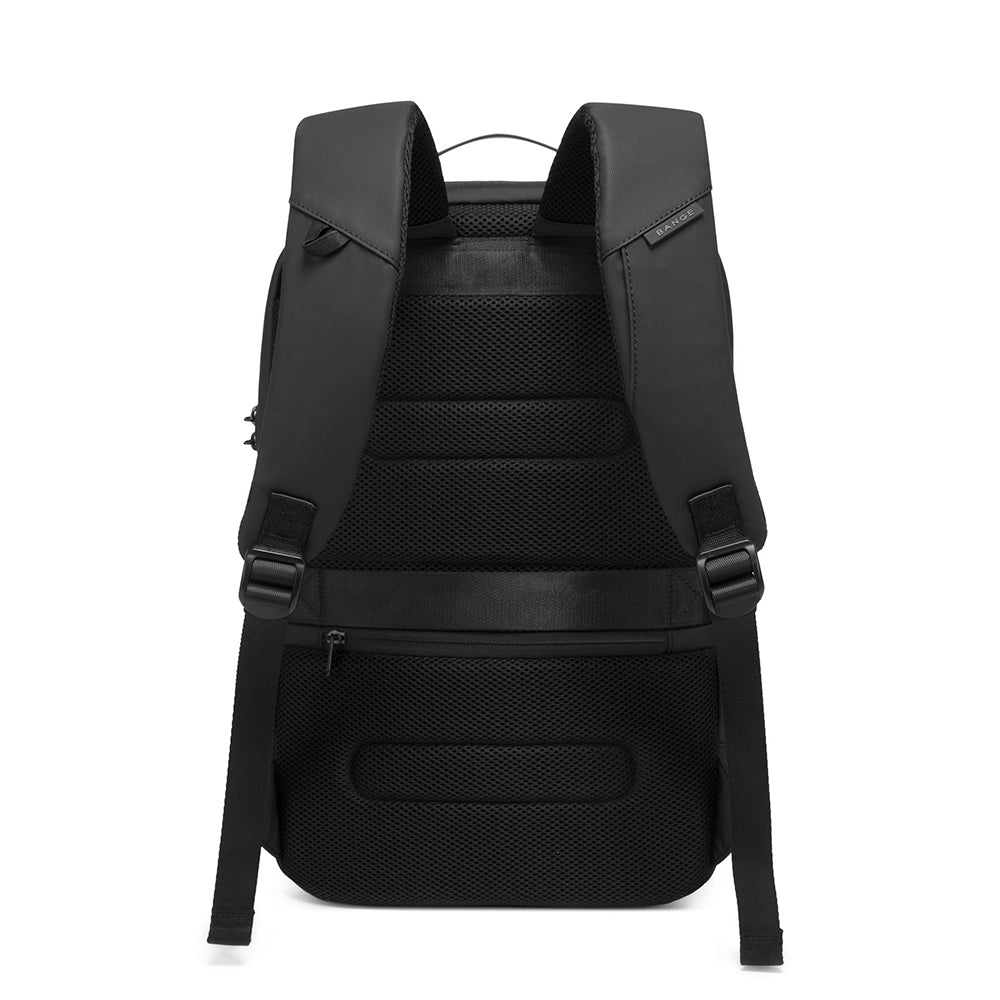 BANGE 7225 Waterproof Unisex Travel Laptop Backpack with USB Charging Black 15.6 inch Black
