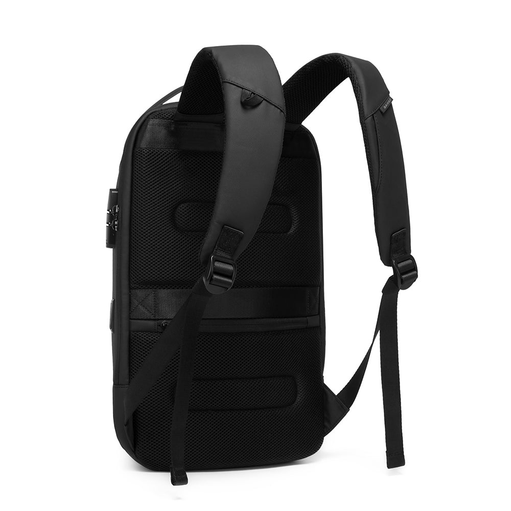 BANGE 7225 Waterproof Unisex Travel Laptop Backpack with USB Charging Black 15.6 inch Black