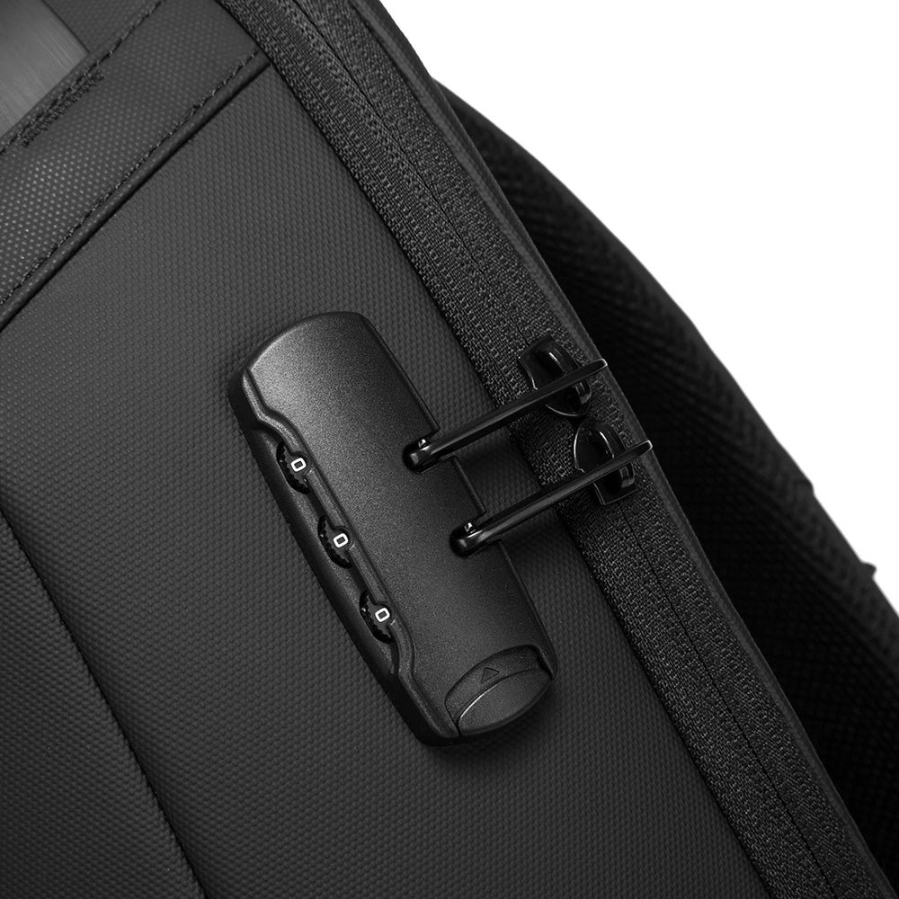BANGE 7225 Waterproof Unisex Travel Laptop Backpack with USB Charging Black 15.6 inch Black