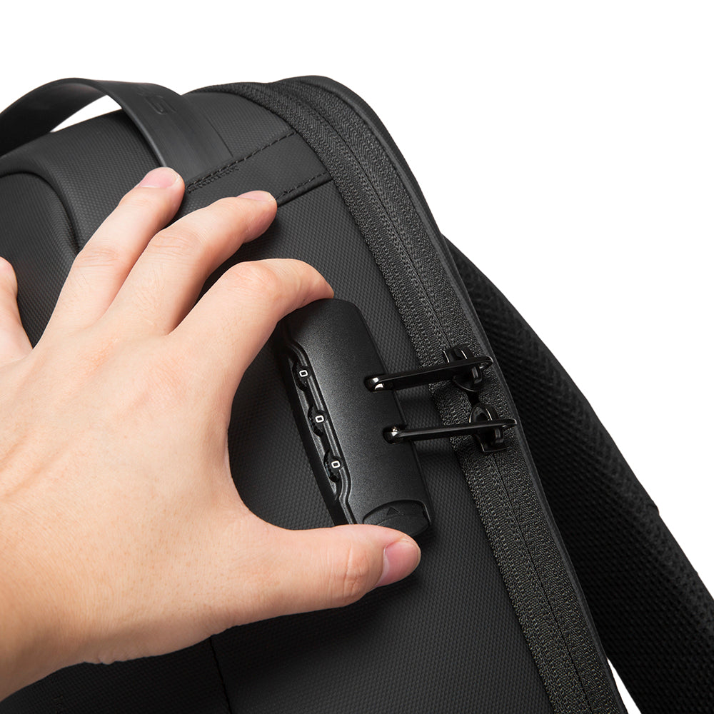 BANGE 7225 Waterproof Unisex Travel Laptop Backpack with USB Charging Black 15.6 inch Black