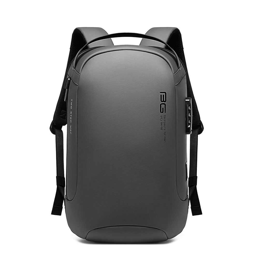BANGE 7225 Waterproof Unisex Travel Laptop Backpack with USB Charging Black 15.6 inch Grey