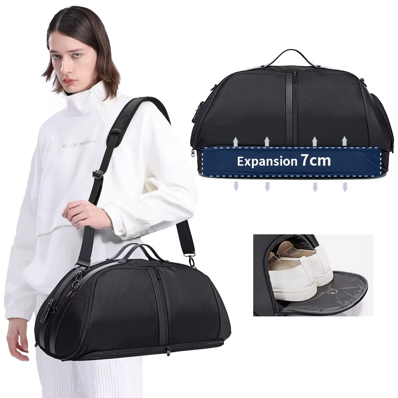 BANGE New Design Multifunction Expand TSA Lock Waterproof Shoes Shoulder Men Duffle Luggage Travel Bags Model 77178 Black