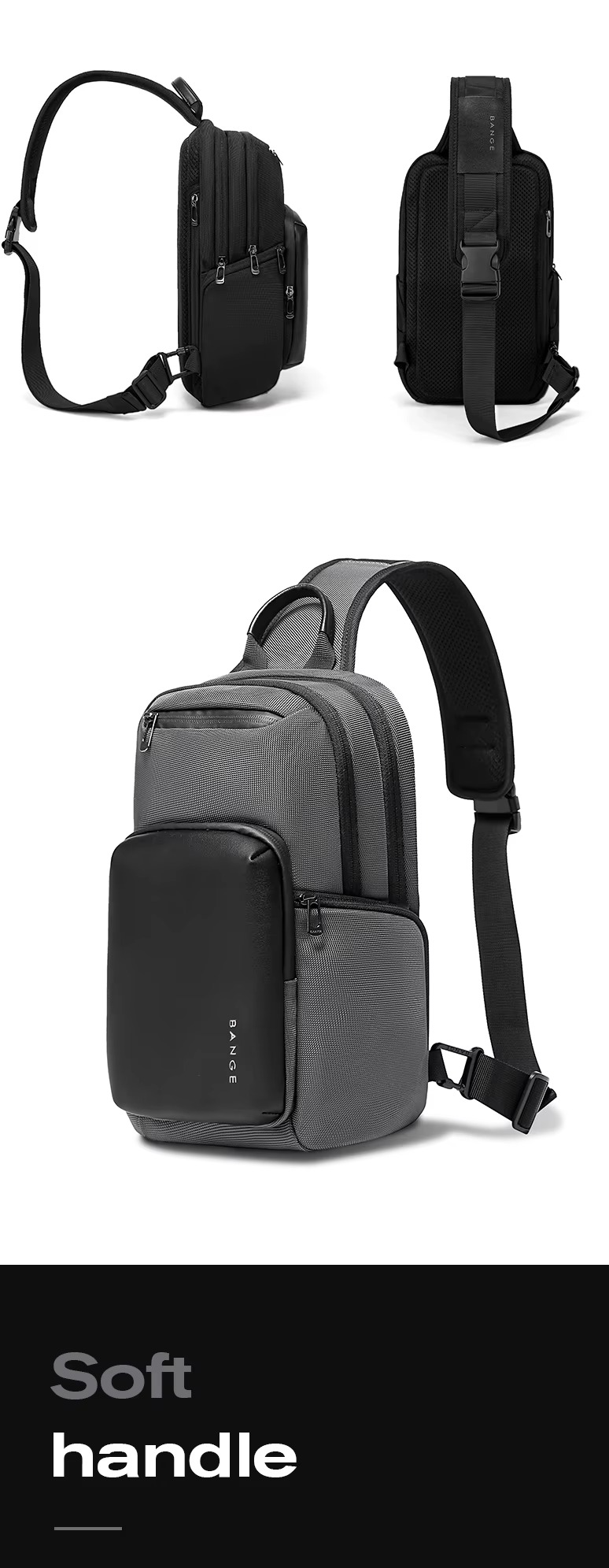 Bange Waterproof Shoulder CrossBody Sling Bag Model BG 7718 Grey