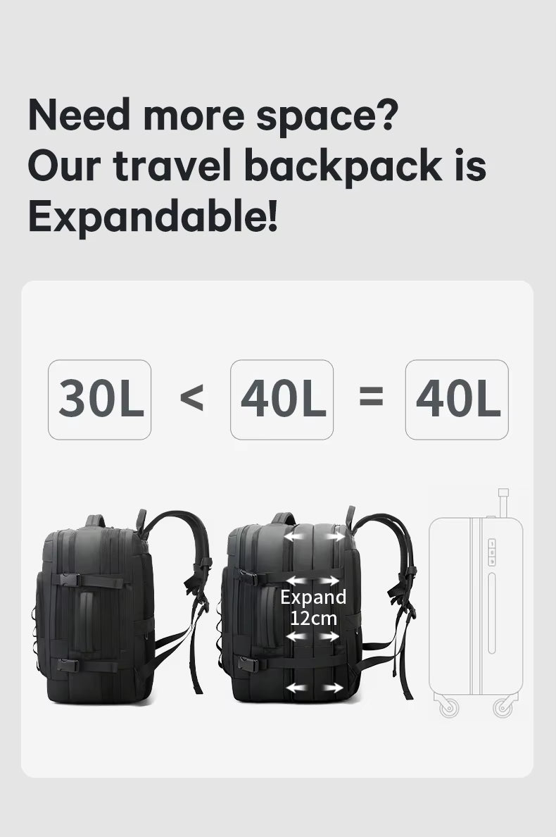 Bange New Design Multifunction Business Expandable Travel Men Waterproof Laptop Backpack 3088 Black