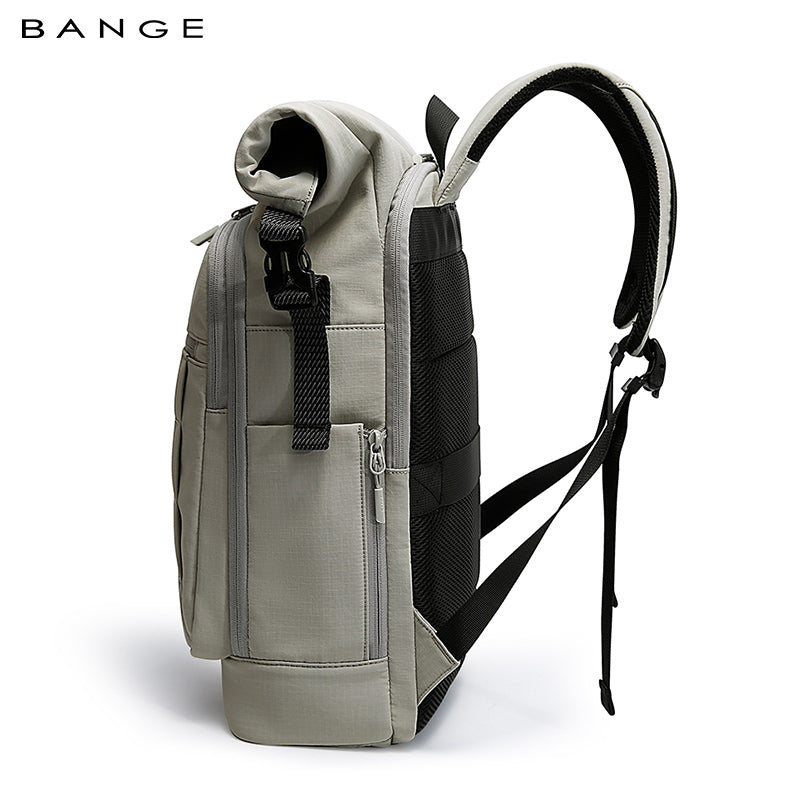 BANGE 8109 Grey New Waterproof Expandable Roll-top Travel Backpack Wholesale Lightweight Ergonomic School Bag Unisex