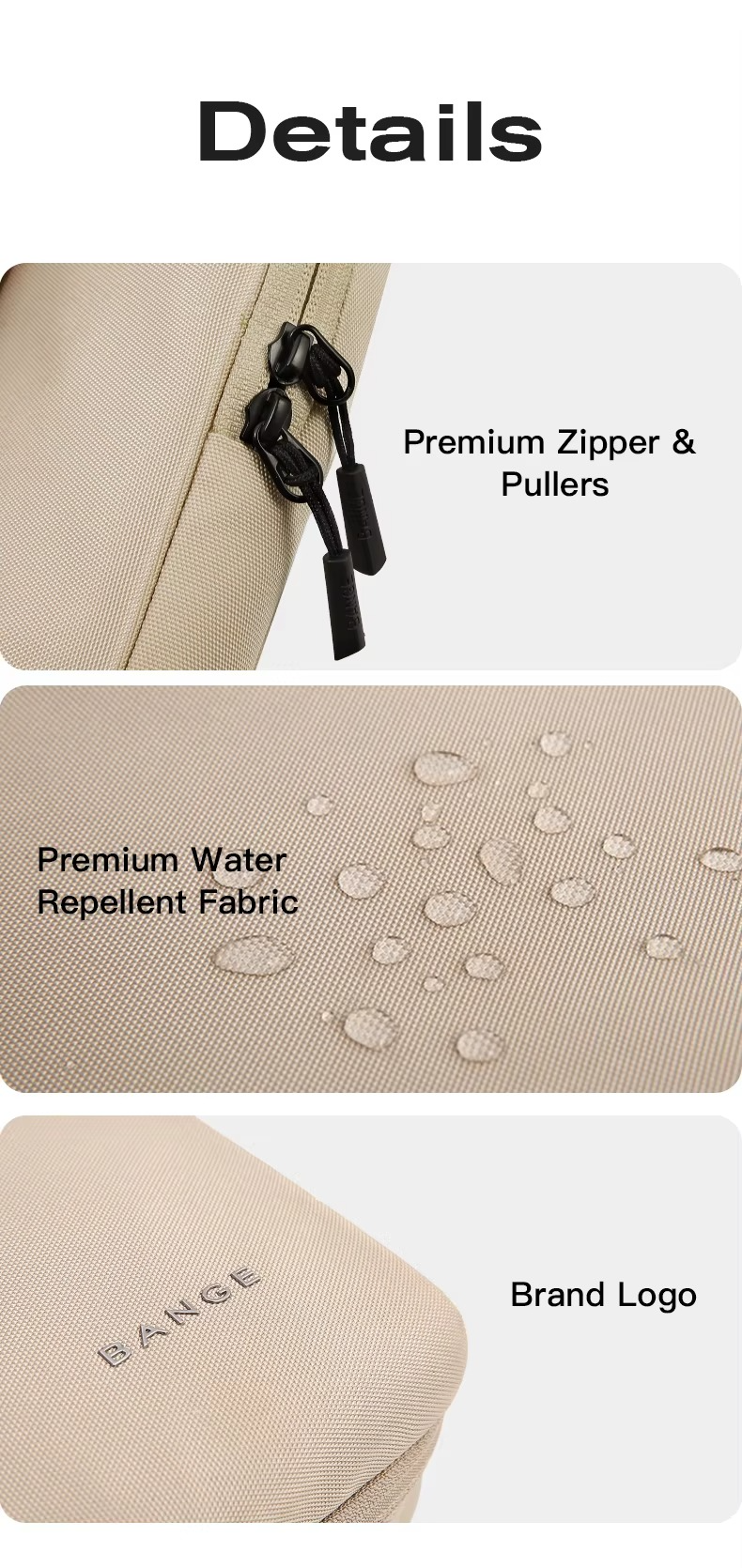 Bange 6801D Beige new protective water resistant 15inch laptop sleeve with handle