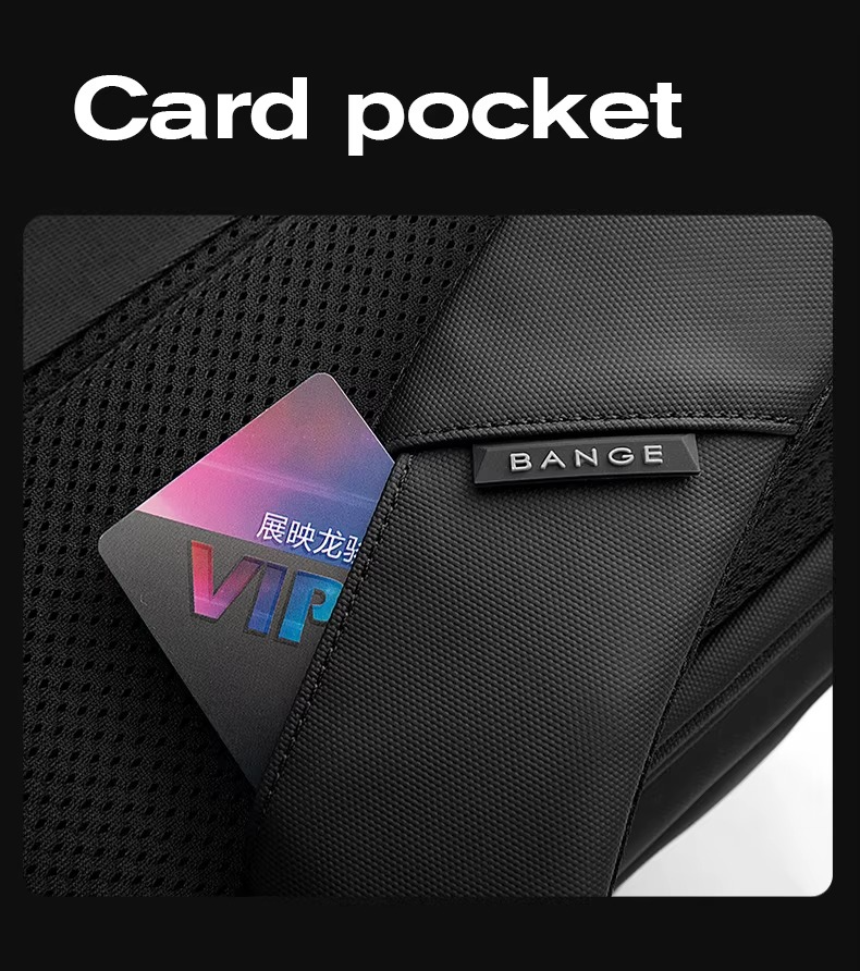 Bange Waterproof Polyester Unisex Anti Theft Backpacks Laptop Model 7700 Black