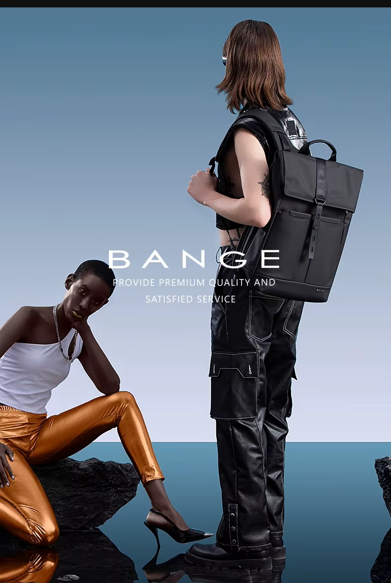 Bange Waterproof Polyester Unisex Anti Theft Backpacks Laptop Model 7700 Black
