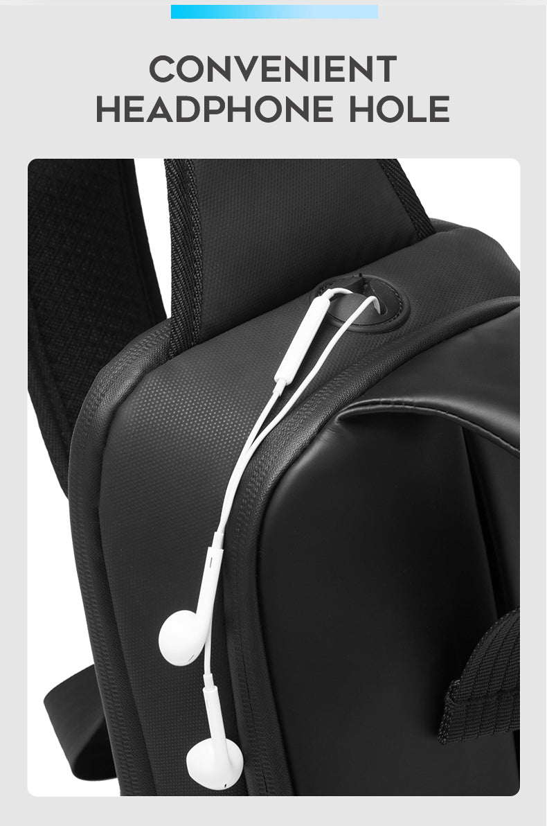 Fashion Waterproof Sling Chest Bag Large Capacity 7210 BANGE New Oxford Black