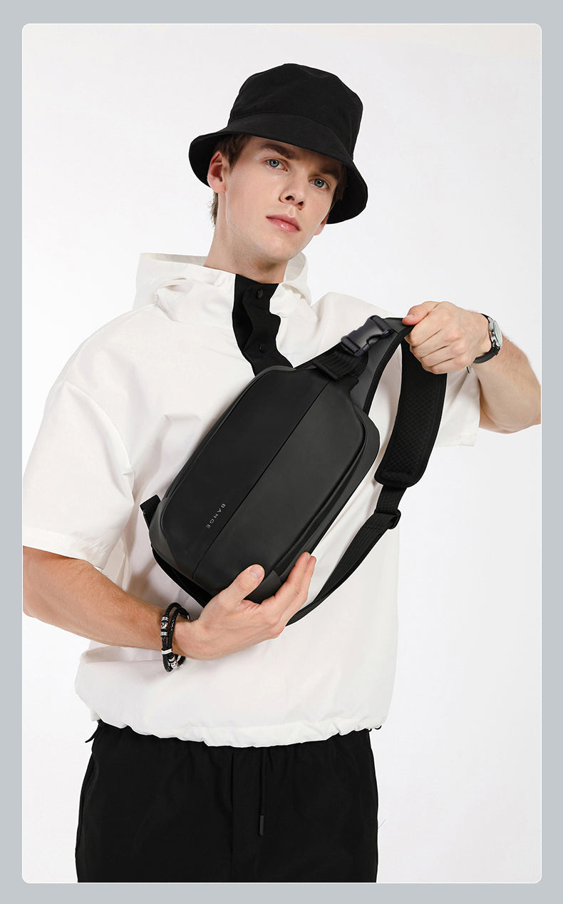 Fashion Waterproof Sling Chest Bag Large Capacity 7210 BANGE New Oxford Black