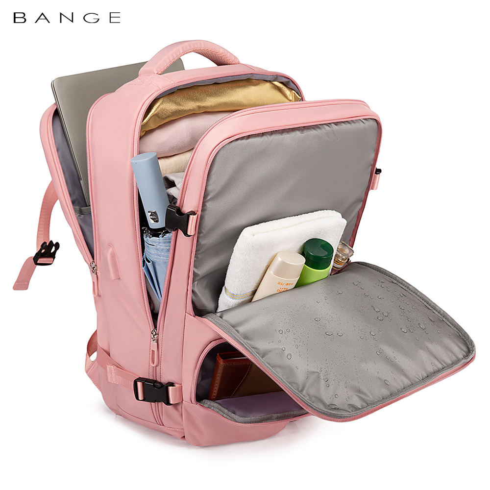 Bange 1800 polyester unisex travel backpacks laptop waterproof Pink