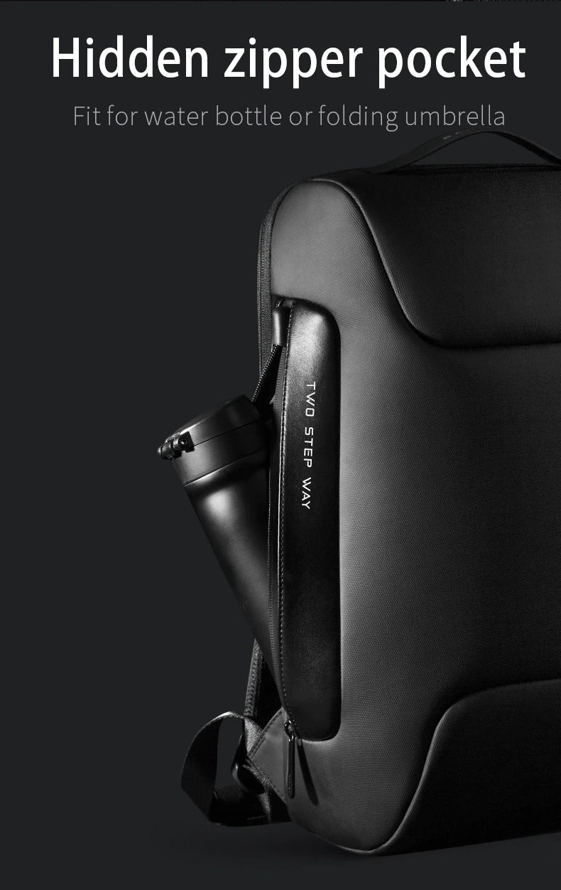 BANGE 7216 Waterproof Unisex Travel Laptop Backpack with USB Charging Black 15.6 inch Grey