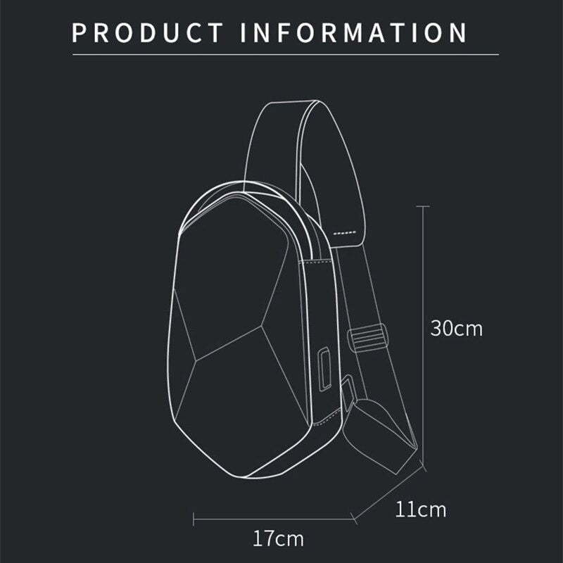 Fashion Waterproof Sling Chest Bag Large Capacity 7213 BANGE New Oxford Black