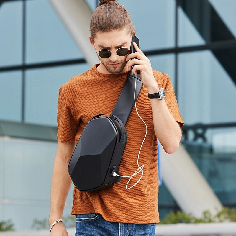 Fashion Waterproof Sling Chest Bag Large Capacity 7213 BANGE New Oxford Black