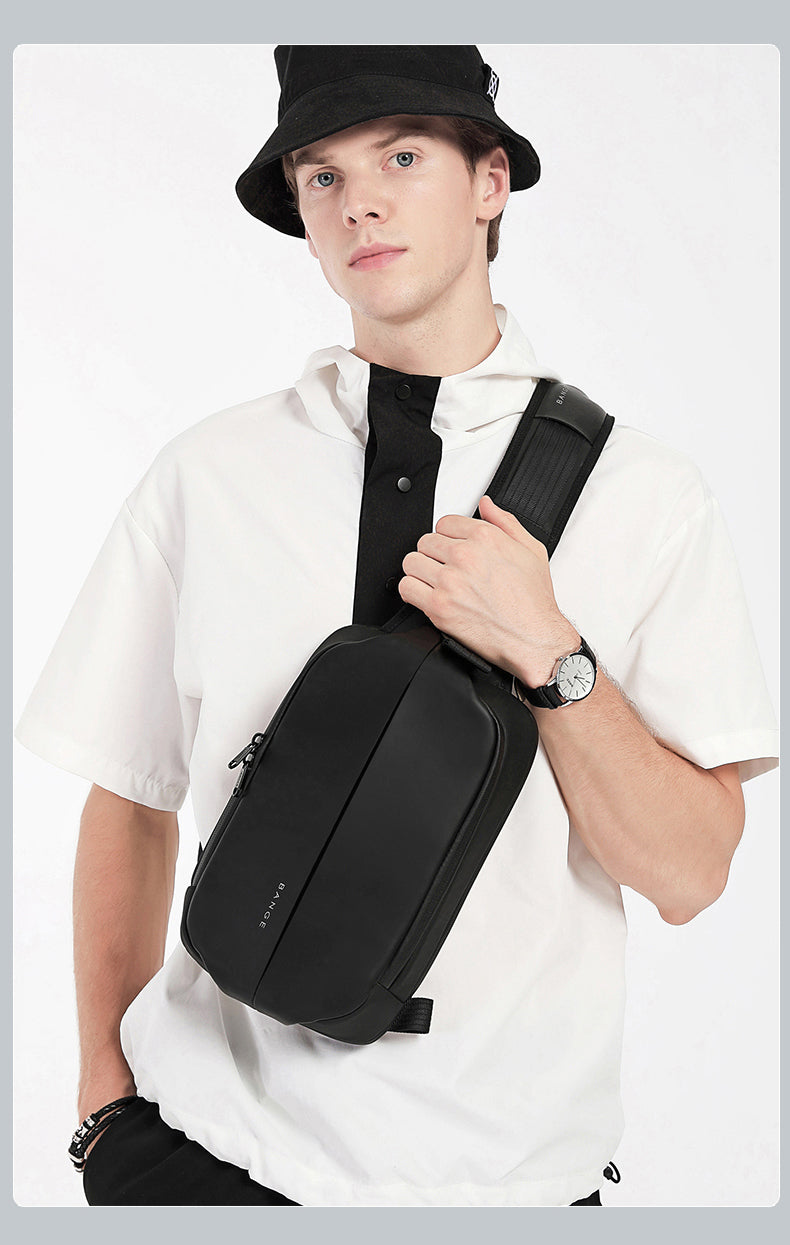 Fashion Waterproof Sling Chest Bag Large Capacity 7210 BANGE New Oxford Black