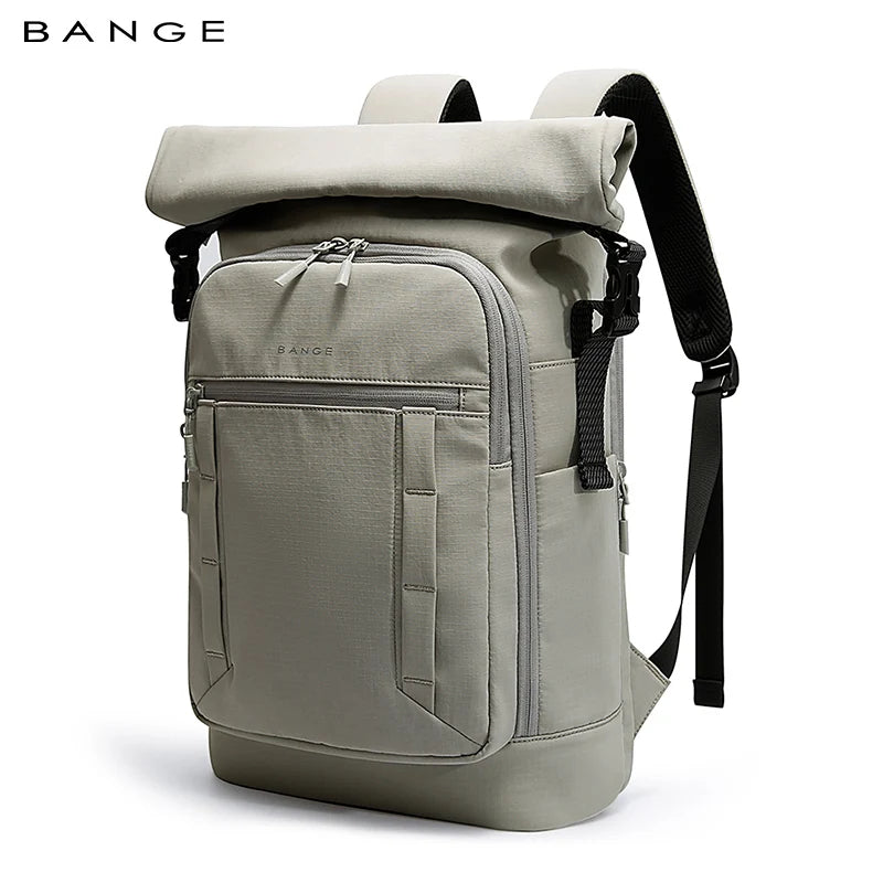 BANGE 8109 Grey New Waterproof Expandable Roll-top Travel Backpack Wholesale Lightweight Ergonomic School Bag Unisex