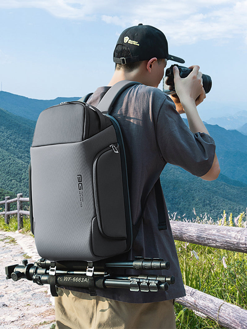Bange Camera Backpack Men Photographer Laptop 15.6in Waterproof USB Travel Multifunction Black