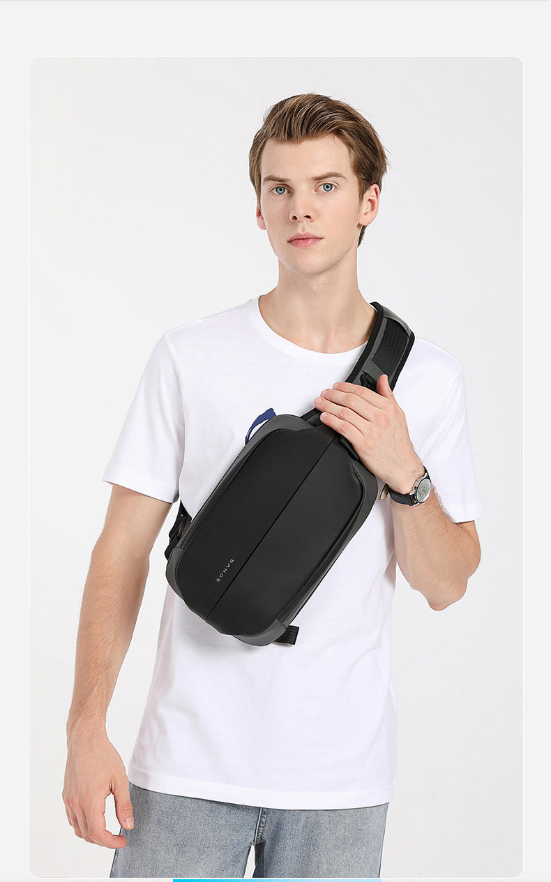 Fashion Waterproof Sling Chest Bag Large Capacity 7210 BANGE New Oxford Black