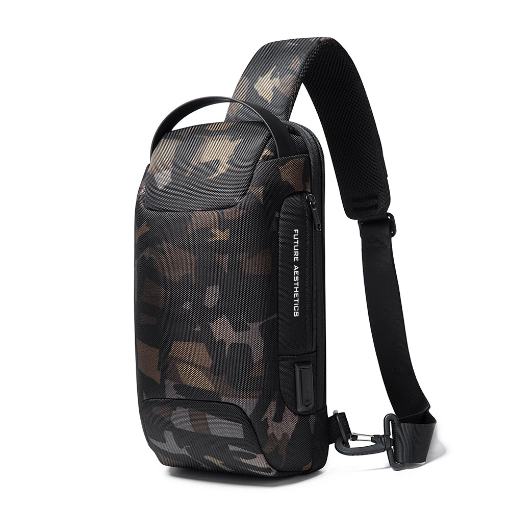 BANGE Multifunctional Waterproof Sling Bag with USB Charging Camo
