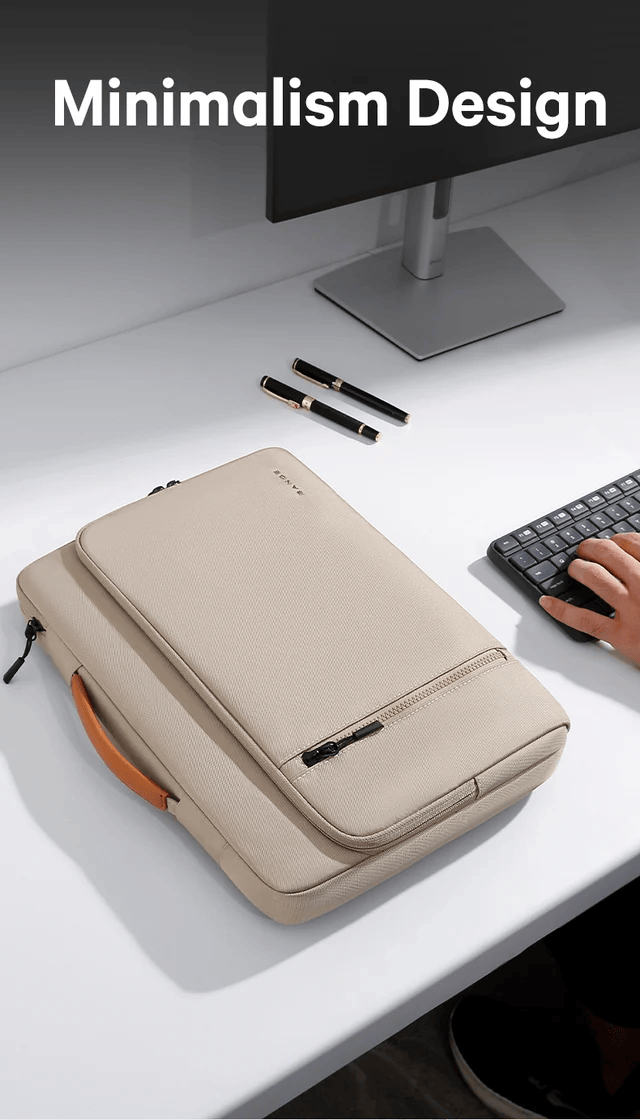Bange 6802 Beige New Protective Water Resistant 14 inch Laptop &amp; Mac Book Sleeve With Handle