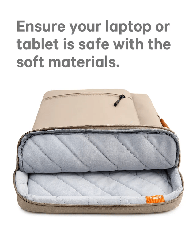 Bange 6802 Beige New Protective Water Resistant 14 inch Laptop &amp; Mac Book Sleeve With Handle
