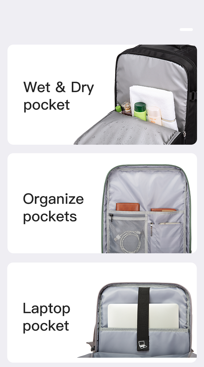 Bange 1801 polyester unisex travel backpacks laptop waterproof Black