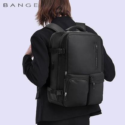 Bange 1800 polyester unisex travel backpacks laptop waterproof Black