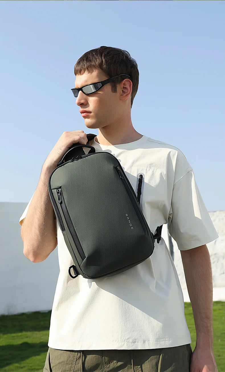 BANGE 3077 Green Hot Selling Wholesale Lightweight Everyday Sling Chest Bag Waterproof Minimalist Ergonomic Crossbody Bag for Men
