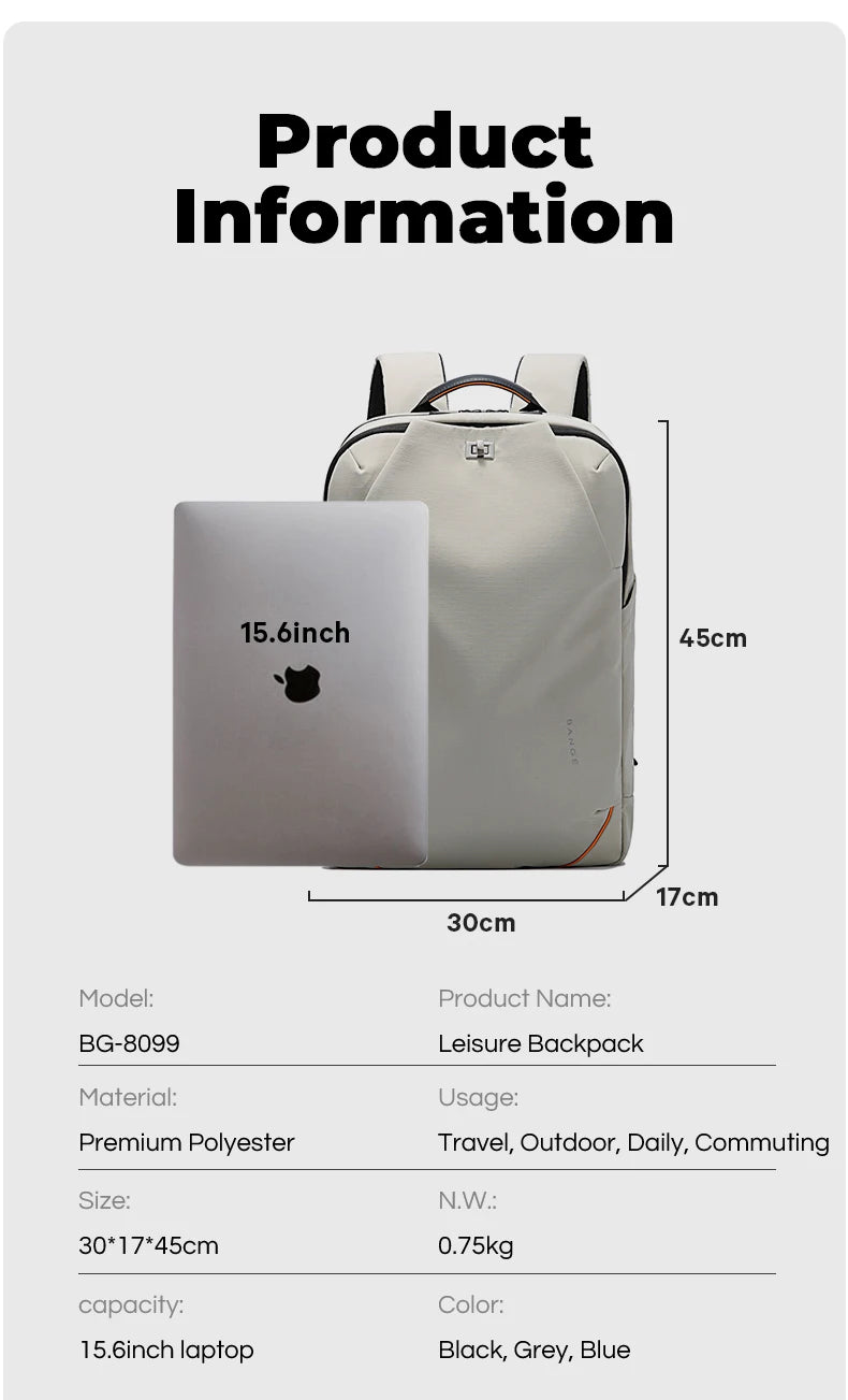 BANGE 8099 Black Hot Sell New Arrival Wholesale Soft Lightweight Waterproof Men Casual Laptop Backpack