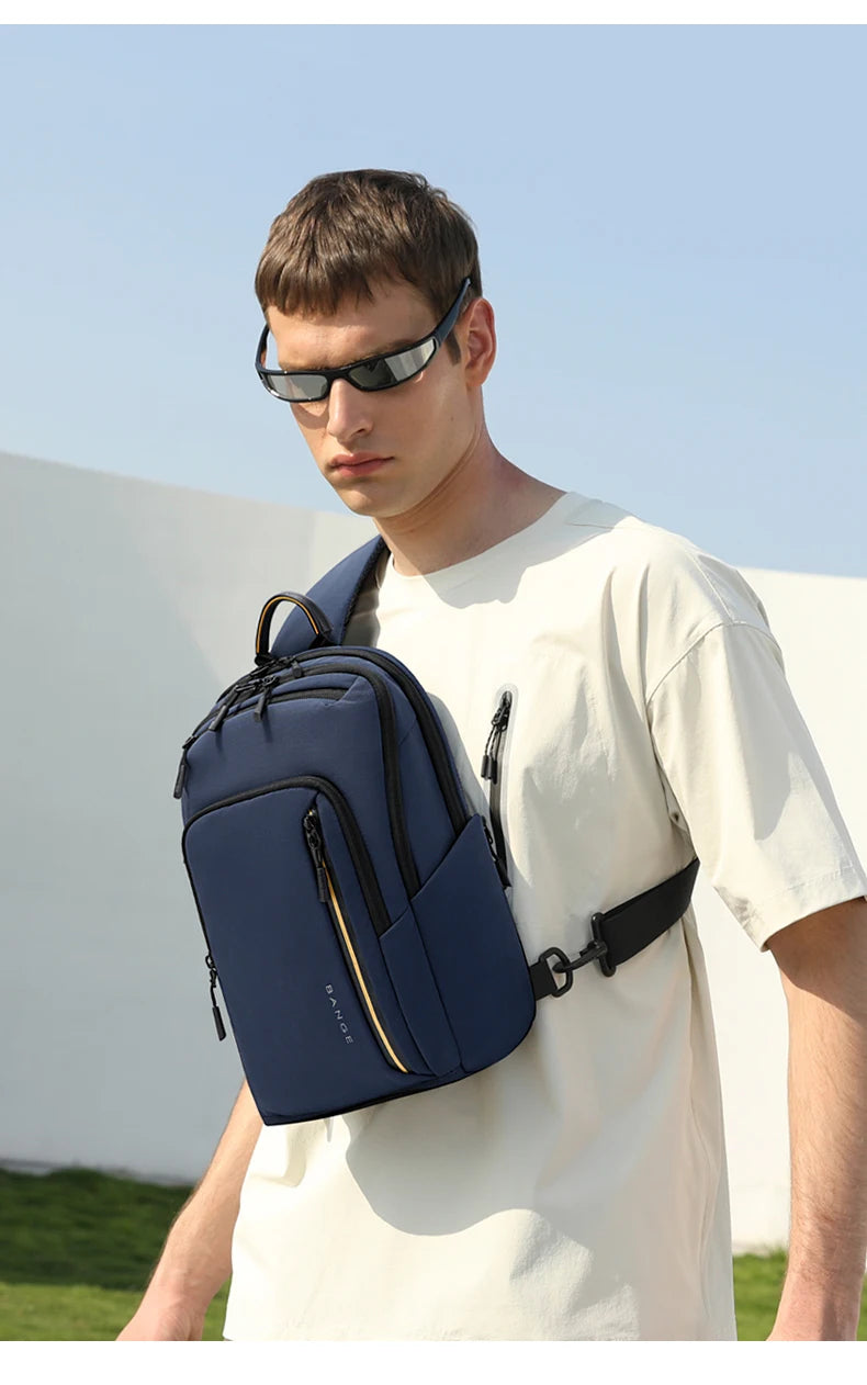 BANGE 7868 Blue New High Quality Lightweight Shoulder Bags Waterproof Anti Theft Crossbody Shoulder Bag Men&