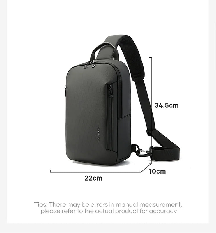 BANGE 3077 Black Hot Selling Wholesale Lightweight Everyday Sling Chest Bag Waterproof Minimalist Ergonomic Crossbody Bag for Men