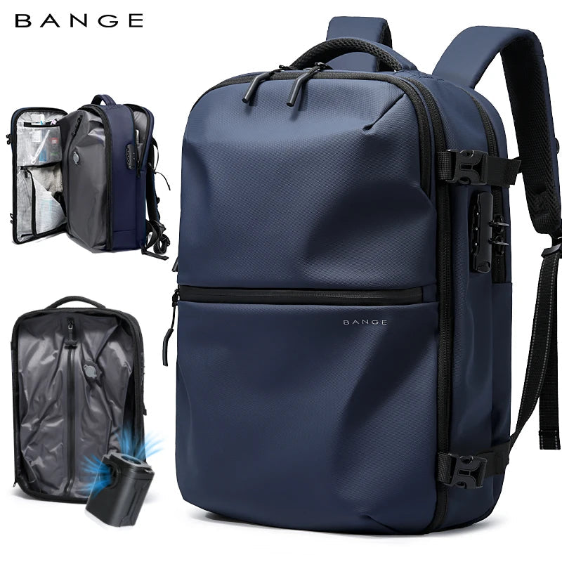 BANGE 7875-1 Blue New Large Capacity Daily 15.6inch Light Waterproof Business Laptop Men Backpack