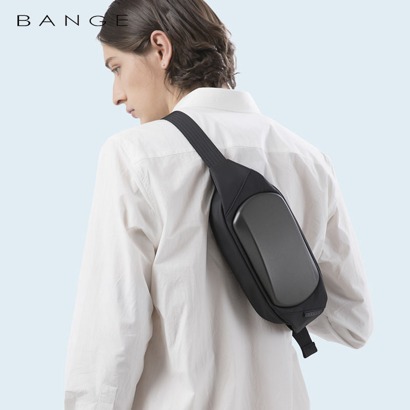 New Design Shoulder Trendy Casual Bange Crossbody Anti Theft Men Sling Bag 7266 Black