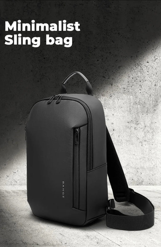BANGE 3077 Black Hot Selling Wholesale Lightweight Everyday Sling Chest Bag Waterproof Minimalist Ergonomic Crossbody Bag for Men