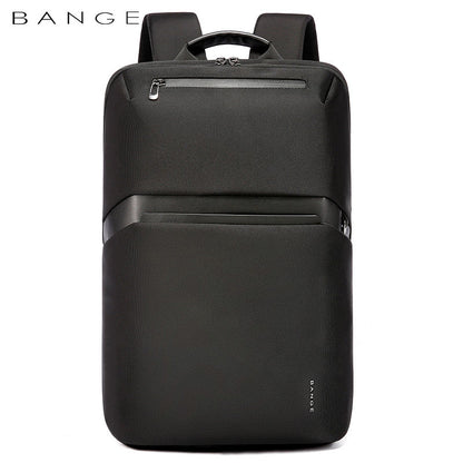 BANGE 7715 Black Waterproof Unisex Travel Laptop Backpack with USB Charging 15.6 inch